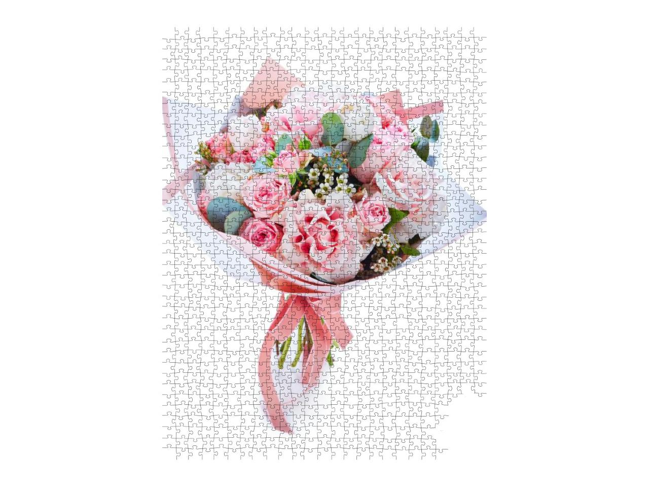 Puzzle 1000 Teile „Blumenstrauß aus bunten Blumen zur Hochzeit“
