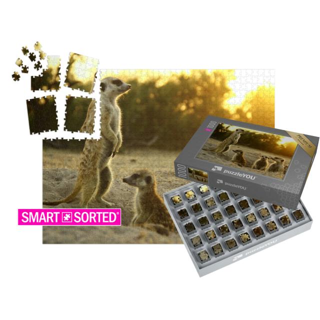 SMART SORTED® | Puzzle 1000 Teile „Erdmännchen in ihrem natürlichen Lebensraum“