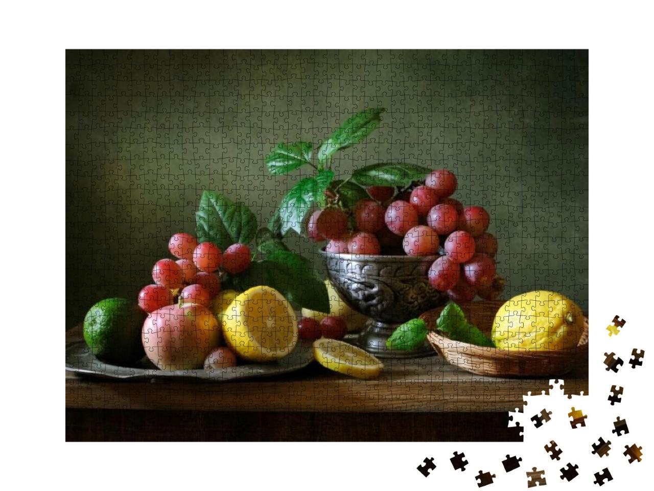 Puzzle 1000 Teile „Stillleben mit Obst, dekorativ angerichtet“
