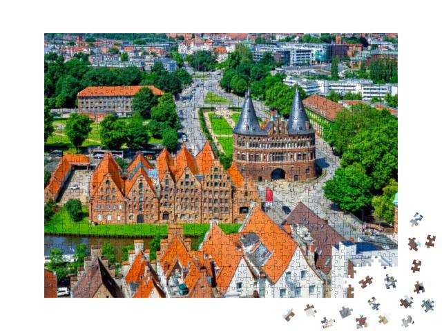 Puzzle 1000 Teile „Lübecker Holstentor im Sommer, Schleswig-Holstein“