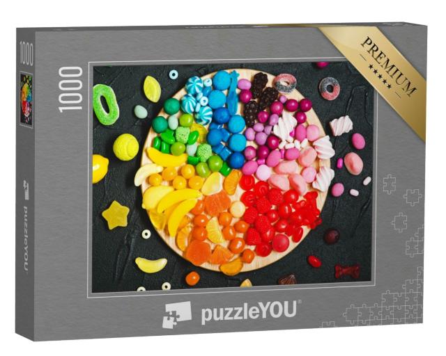 Puzzle 1000 Teile „Süßigkeiten, sortiert in Regenbogenfarben“