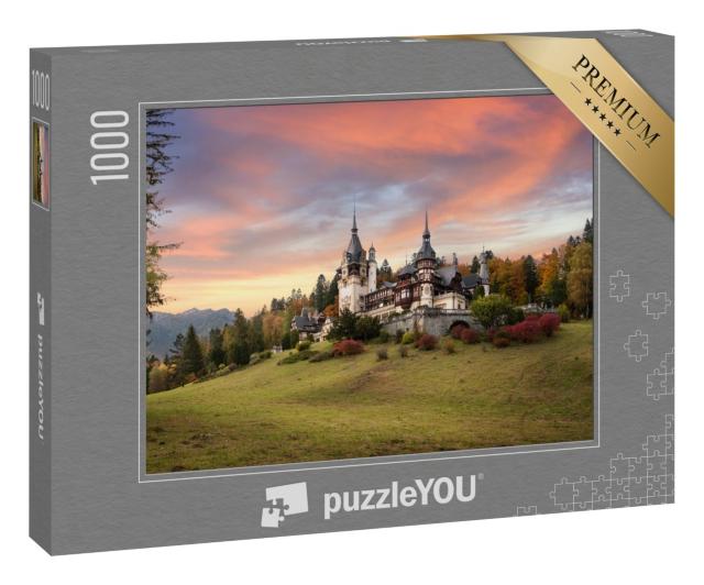 Puzzle 1000 Teile „Panorama von Schloss Peles in Rumänien“