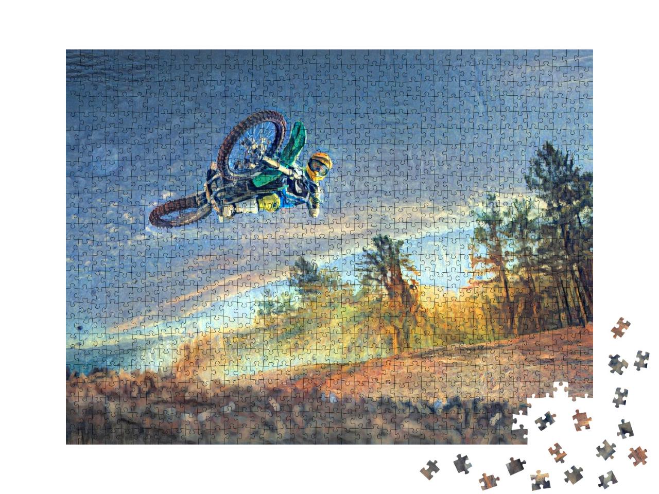 Puzzle 1000 Teile „im Stil von Paul-Cezanne - Dirt-Bike-Fahrer - Puzzle-Kollektion Künstler & Gemälde“