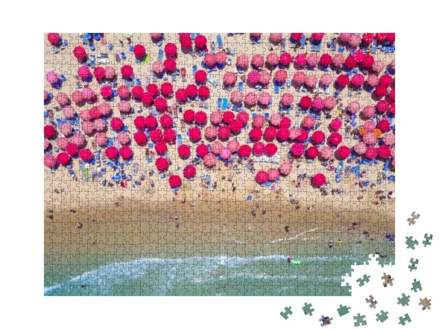Puzzle 1000 Teile „Tropischer Strand mit bunten Sonnenschirmen “