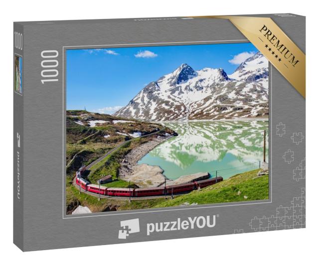 Puzzle 1000 Teile „Zug am wunderschönen Berninapass in der Schweiz“