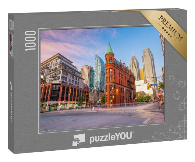 Puzzle 1000 Teile „Skyline der Stadt Toronto in der Dämmerung in Ontario, Kanada“