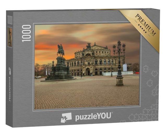Puzzle 1000 Teile „Semperoper in Dresden, kurz nach Sonnenuntergang“