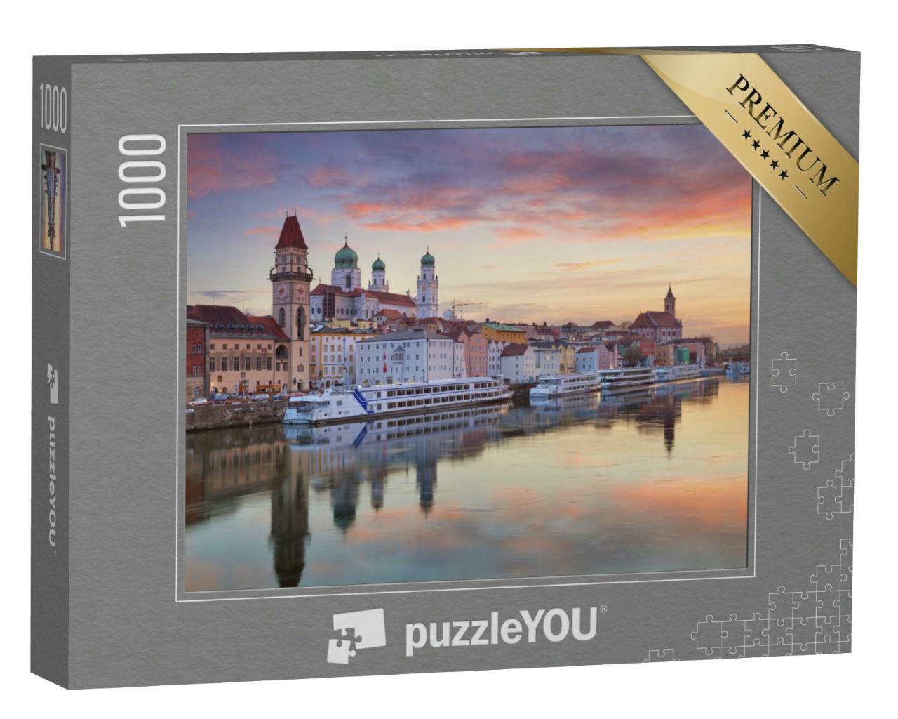 Puzzle 1000 Teile „Passau: Stadt bei Sonnenuntergang, Bayern, Deutschland“
