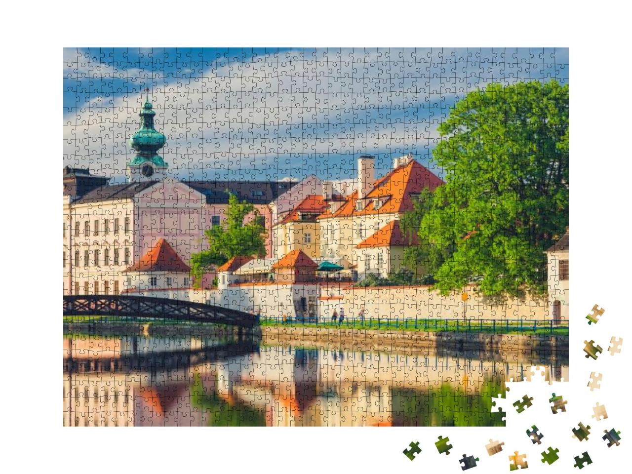 Puzzle 1000 Teile „Sonnenuntergang: Ansicht von Budweis, Tschechische Republik“