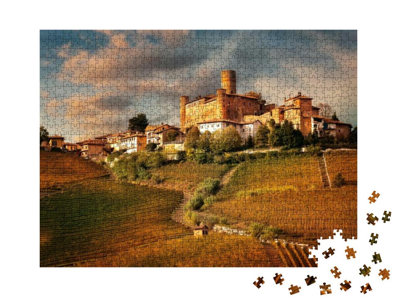 Puzzle 1000 Teile „Castiglione Faletto, Dorf in der Weinregion Barolo, Langhe, Piemont, Italien“