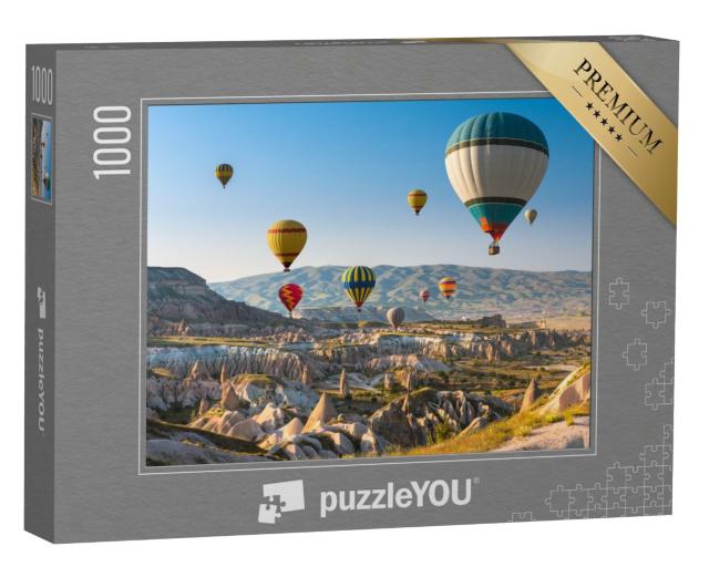 Puzzle 1000 Teile „Heißluftballons im Sonnenuntergang, Kappadokien, Türkei“