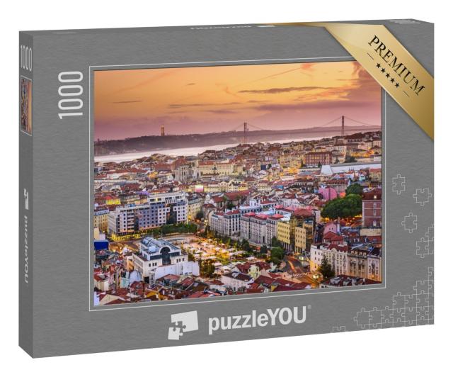 Puzzle 1000 Teile „Lissabon im Sonnenuntergang, Portugal“