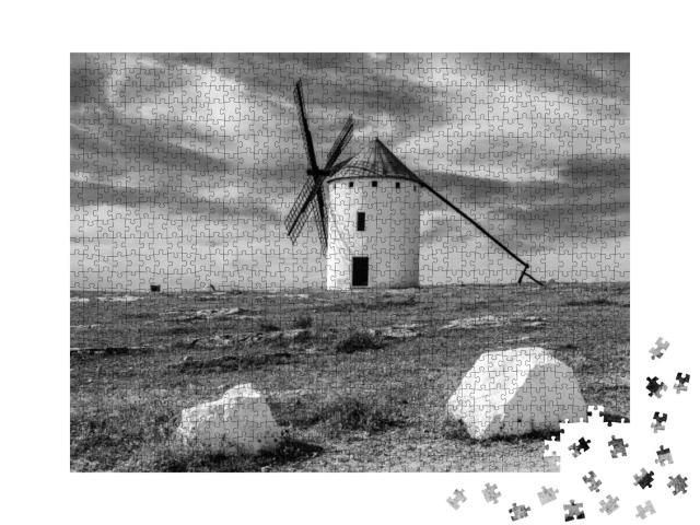 Puzzle 1000 Teile „Typische Windmühle in Campo de Criptana, Spanien“