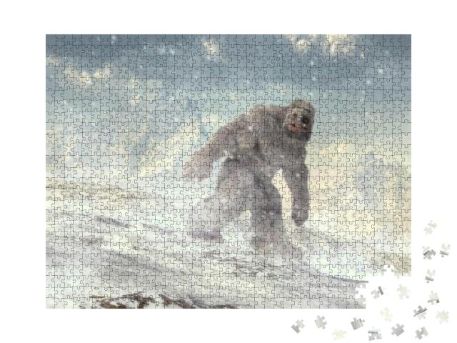 Puzzle 1000 Teile „Ein Yeti im Schneesturm“