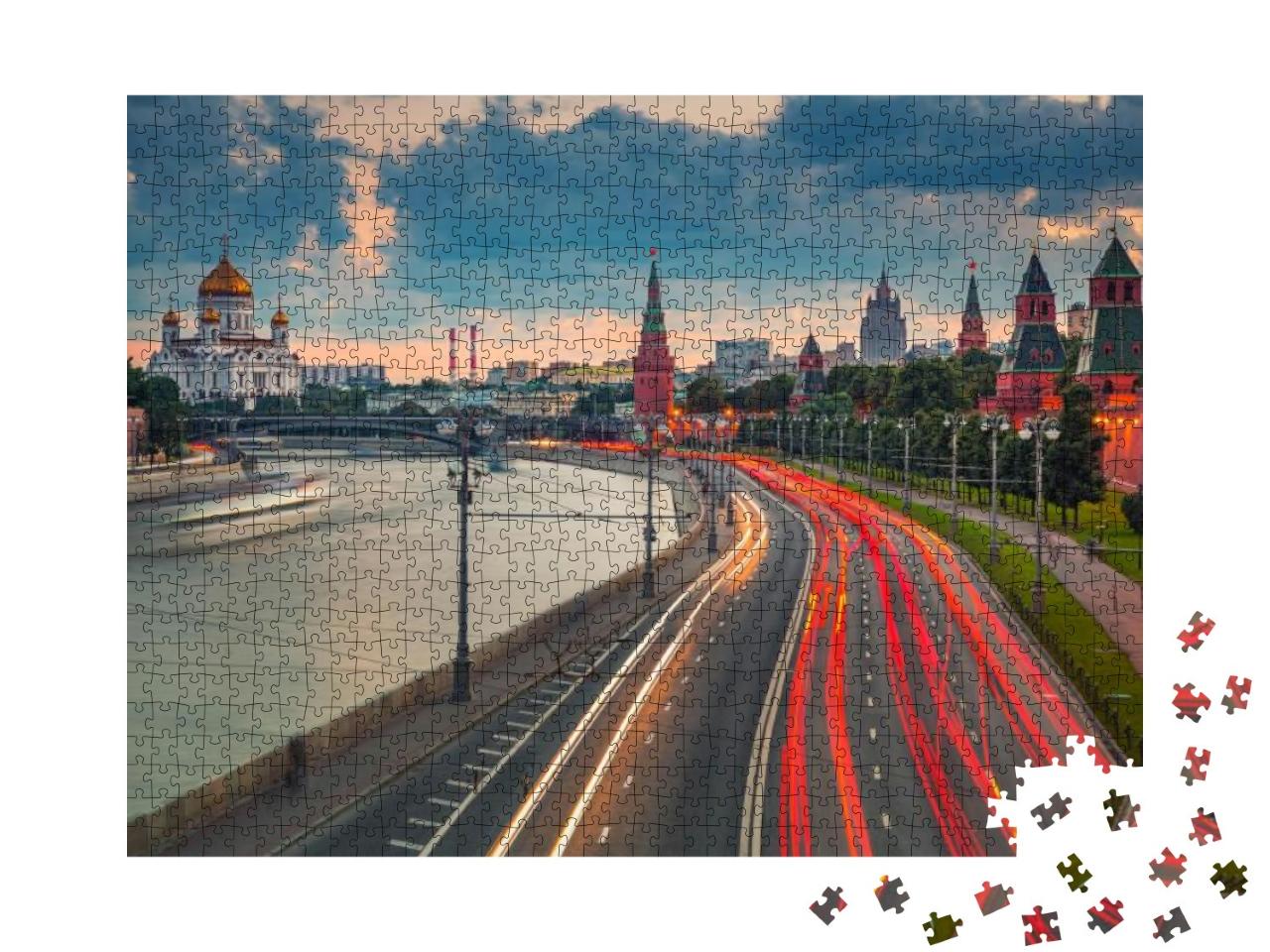 Puzzle 1000 Teile „Verkehr nahe am Kreml, Moskau, Russland“