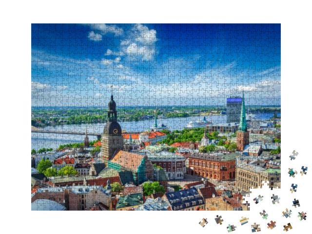 Puzzle 1000 Teile „Luftaufnahme des Zentrums von Riga von der Peterskirche aus, Riga, Lettland“