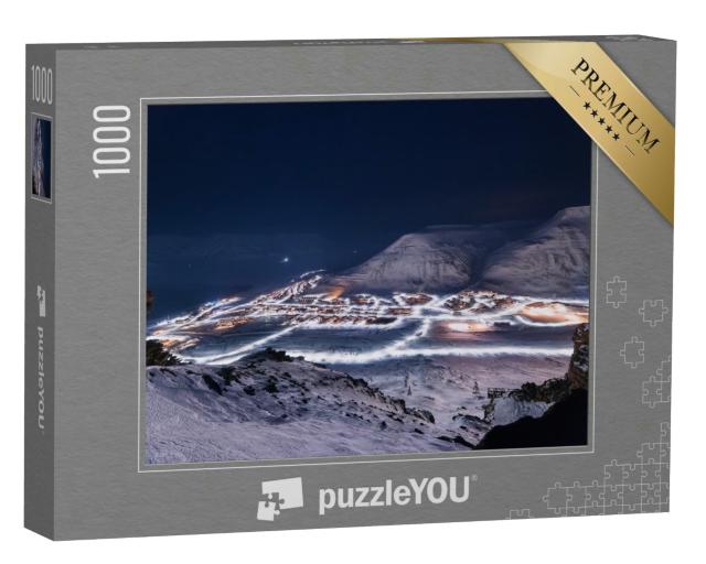 Puzzle 1000 Teile „Eis und Natur: Landschaft von Spitzbergen bei Polarnacht“