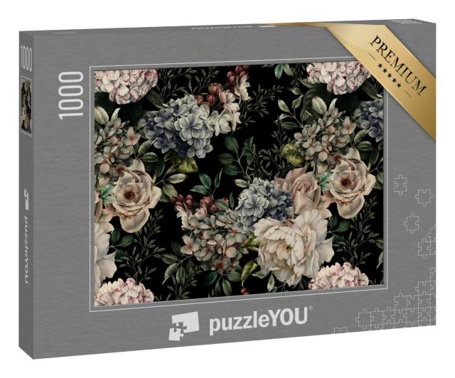 Puzzle 1000 Teile „Florales Muster als Aquarell“