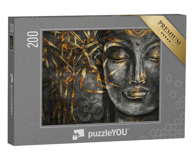 Puzzle 200 Teile „Digitale Kunst Collage kombiniert mit Aquarell: Bodhisattva Buddha“