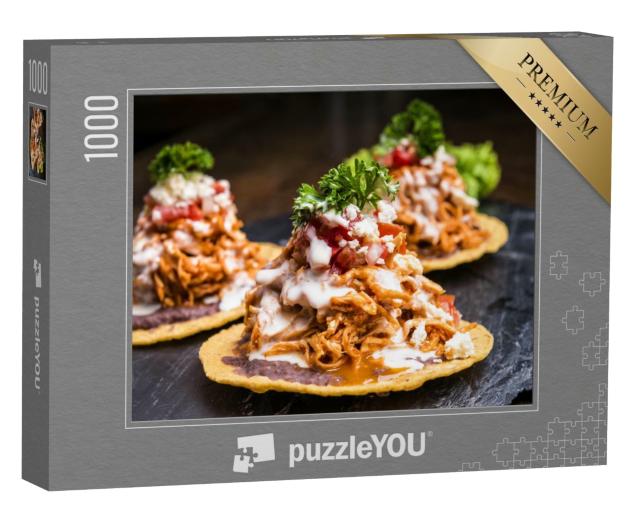 Puzzle 1000 Teile „Köstliche Tostadas nach mexikanischer Art mit Huhn“