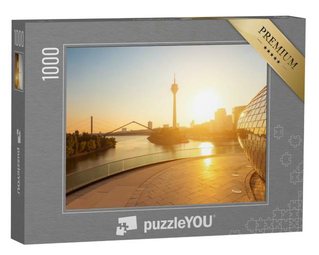 Puzzle 1000 Teile „Morgenlicht über Düsseldorf in Deutschland“