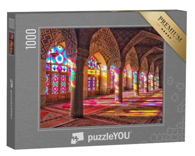 Puzzle 1000 Teile „Bunte Glasfenster der Nasir al-Mulk Moschee in Shiraz, Iran“