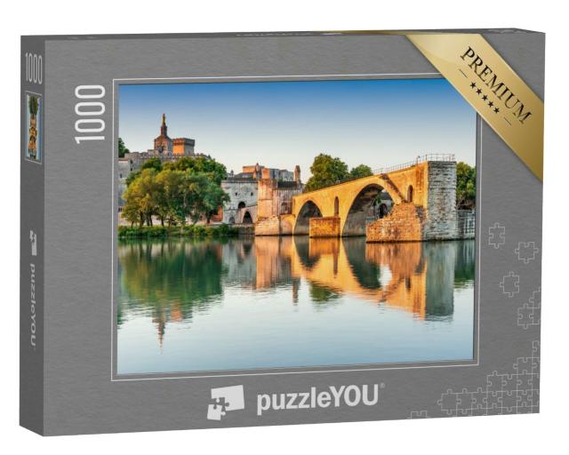 Puzzle 1000 Teile „Avignon-Brücke mit Papstpalast und Rhone, Provence, Frankreich“