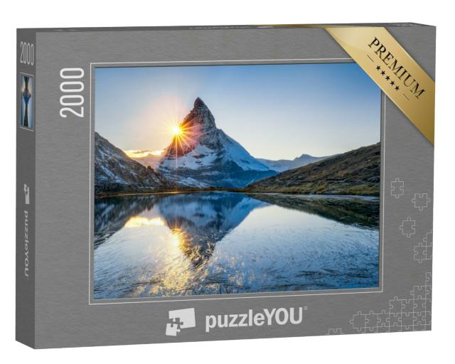 Puzzle 2000 Teile „Riffelsee und Matterhorn im Kanton Wallis, Schweiz“