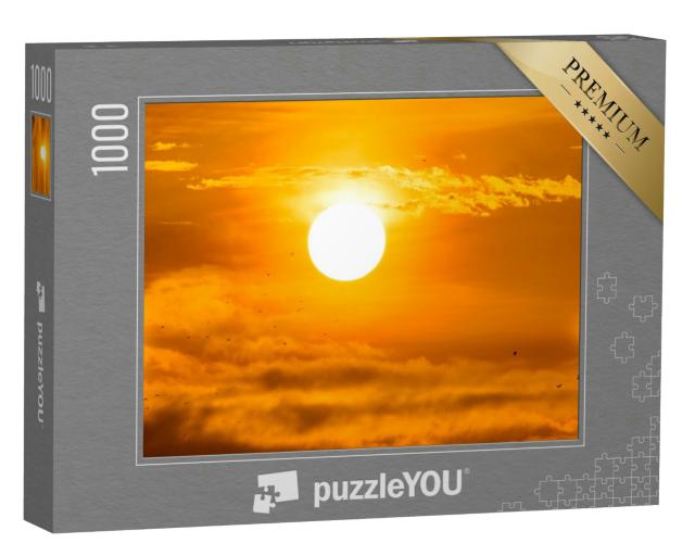 Puzzle 1000 Teile „Flug kleiner Vögel im goldenen Sonnenaufgang“