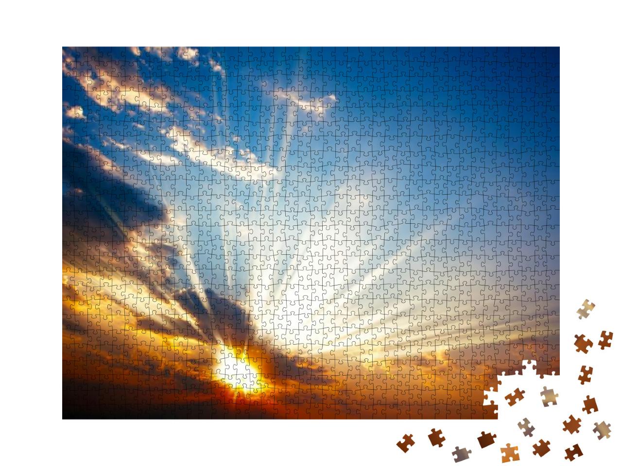 Puzzle 1000 Teile „Sonnenuntergang hinter dunklen Wolken“