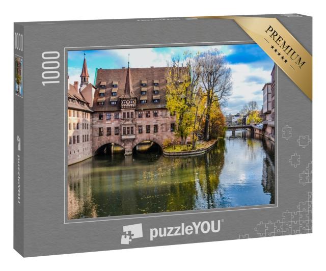 Puzzle 1000 Teile „Nürnberger Heilig-Geist-Spitalgebäude über der Pegnitz, Deutschland“