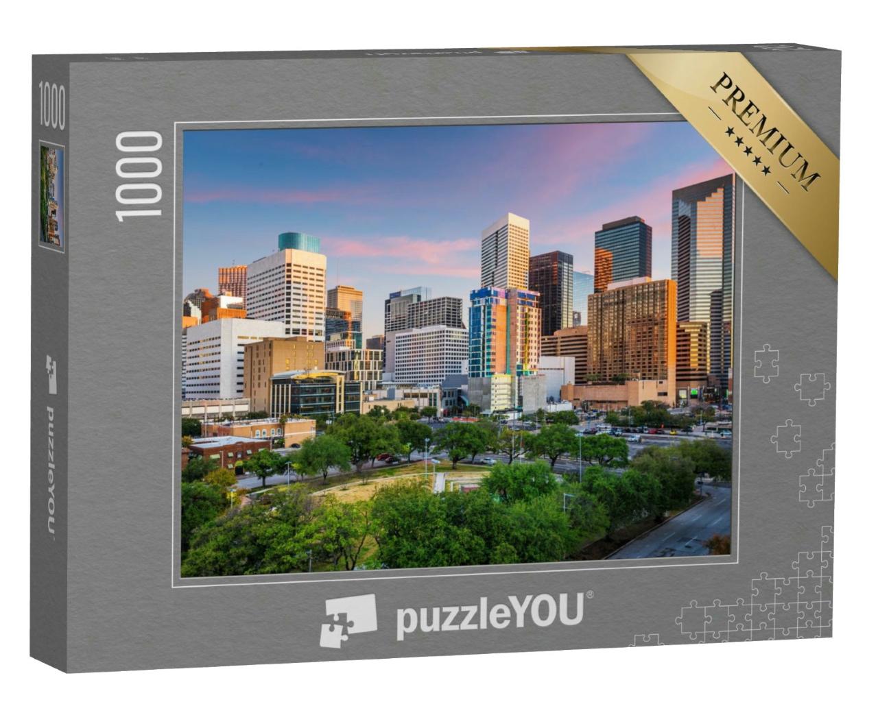 Puzzle 1000 Teile „Innenstadt und Skyline von Houston bei Dämmerung, Texas, USA“