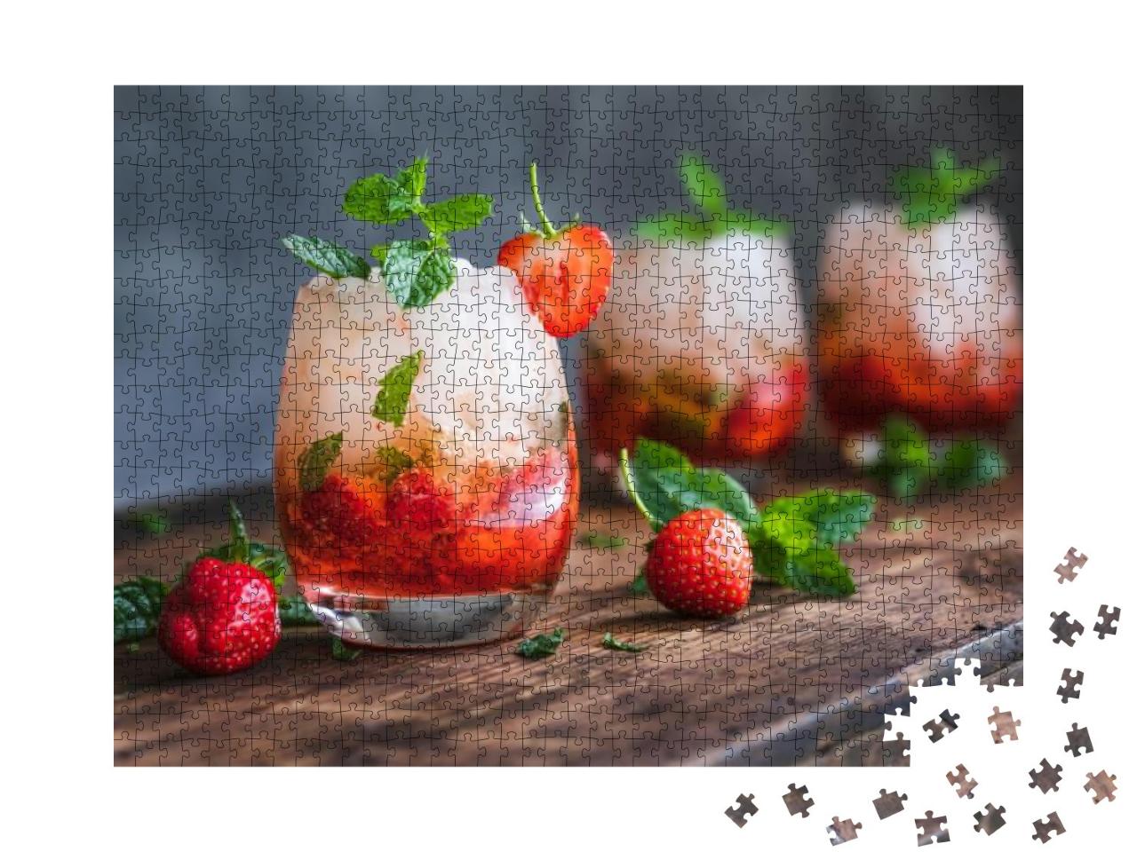 Puzzle 1000 Teile „Mojito mit Erdbeeren und Minze“