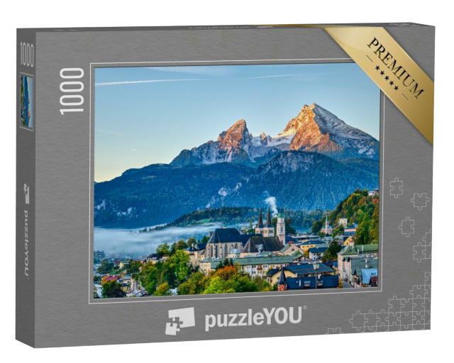 Puzzle 1000 Teile „Watzmann und die Stadt Berchtesgaden in den bayerischen Alpen, Deutschland“