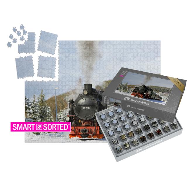 SMART SORTED® | Puzzle 1000 Teile „Dampfzug der Fichtelbergbahn nahe Oberwiesenthal, Deutschland“