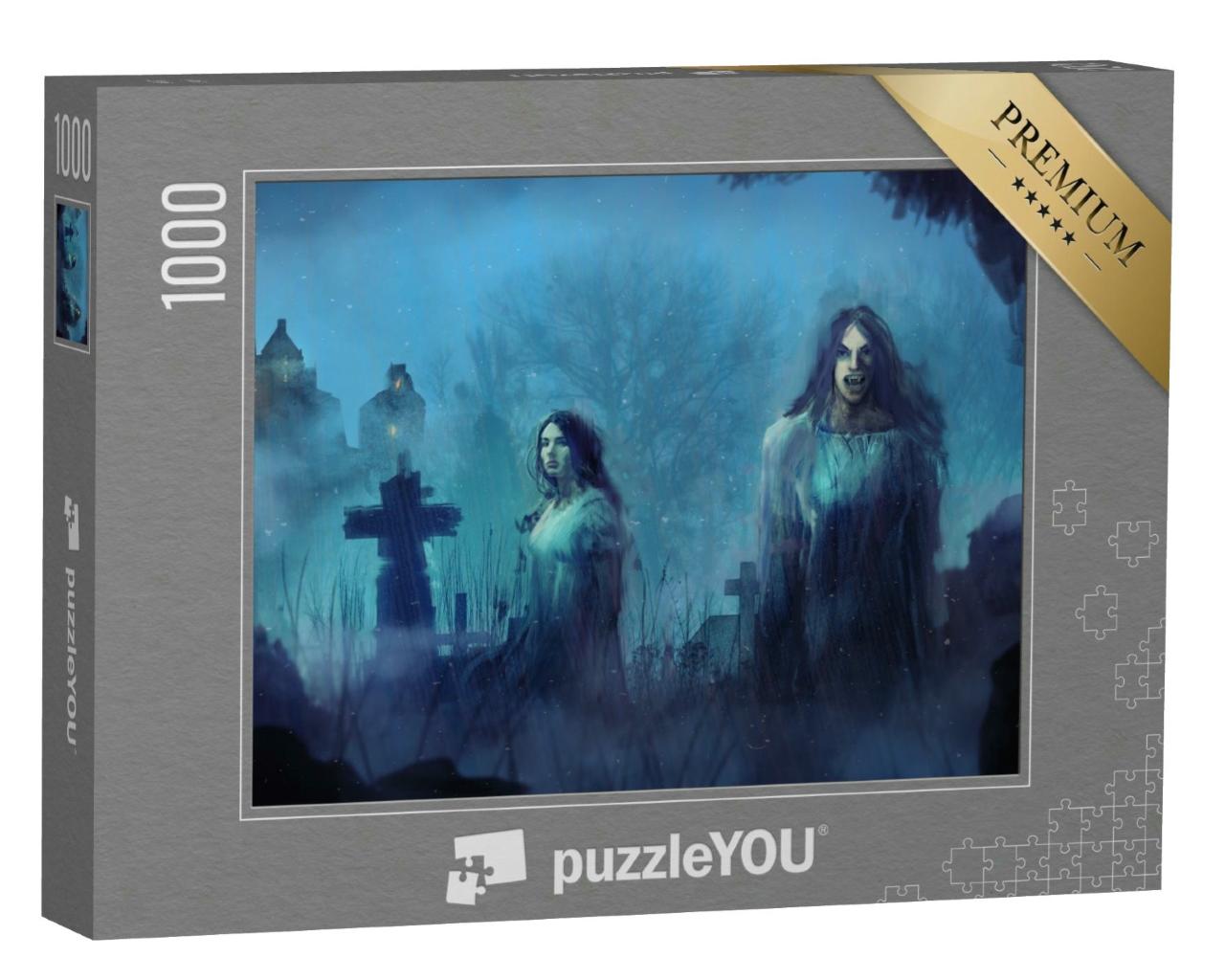 Puzzle 1000 Teile „Vampire auf dem Friedhof“