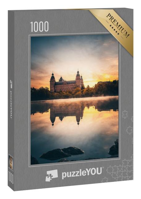 Puzzle 1000 Teile „Sonnenaufgang über der Johannisburg in Aschaffenburg, Deutschland“