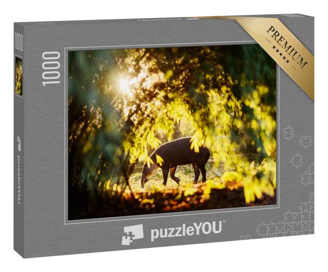 Puzzle 1000 Teile „Tapir im Sonnenlicht im Wald eines Zoos“