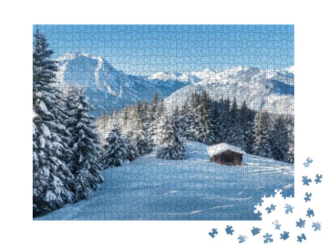 Puzzle 1000 Teile „Winterlandschaft im Zillertal, Österreich“