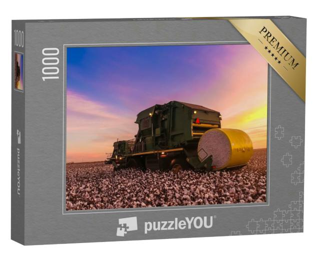 Puzzle 1000 Teile „Baumwollernte, Sonnenuntergang“