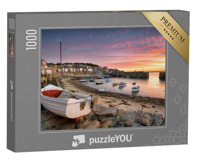 Puzzle 1000 Teile „Atemberaubender Sonnenaufgang über Fischerbooten, Cornwall, England“