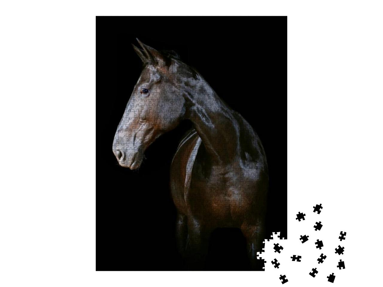 Puzzle 1000 Teile „Dunkles Pferd “