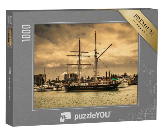Puzzle 1000 Teile „Altes Segelschiff vor Anker, Hafen“