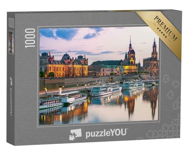 Puzzle 1000 Teile „Dresdner an der Elbe im Sonnenuntergang“