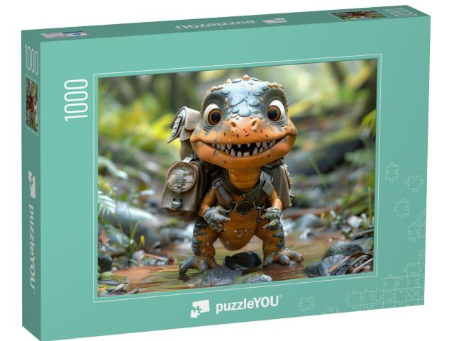 Puzzle 1000 Teile „Dino’s erster Schultag“