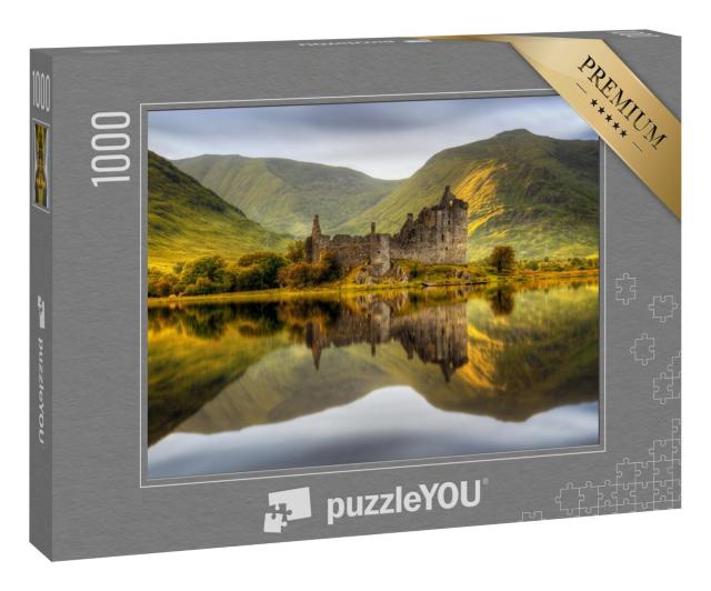 Puzzle 1000 Teile „Das Kilchurn Castle spiegelt sich im Loch Awe bei Sonnenuntergang, Schottland“