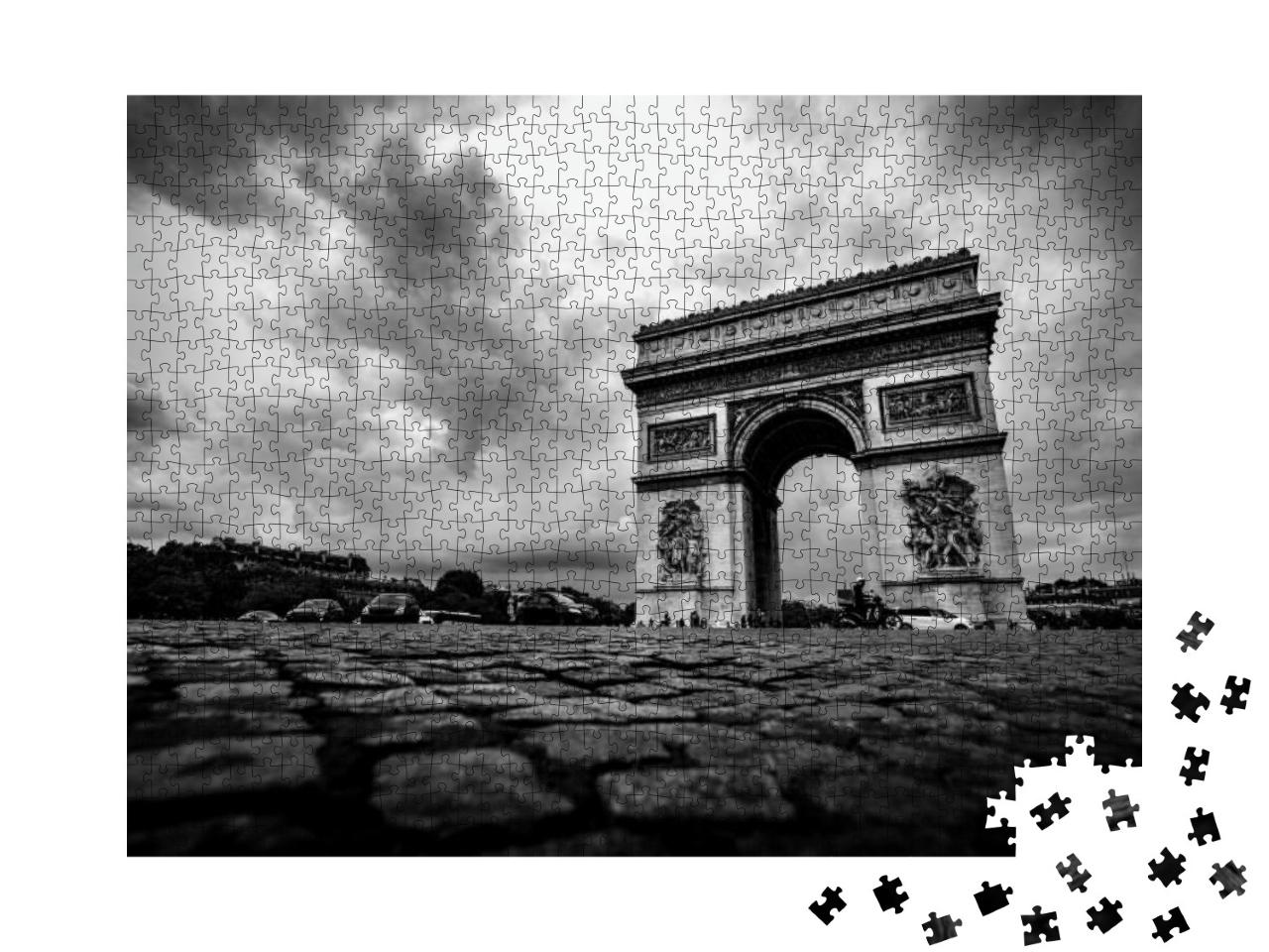 Puzzle 1000 Teile „Arc de Triomphe, Paris, schwarz-weiß“
