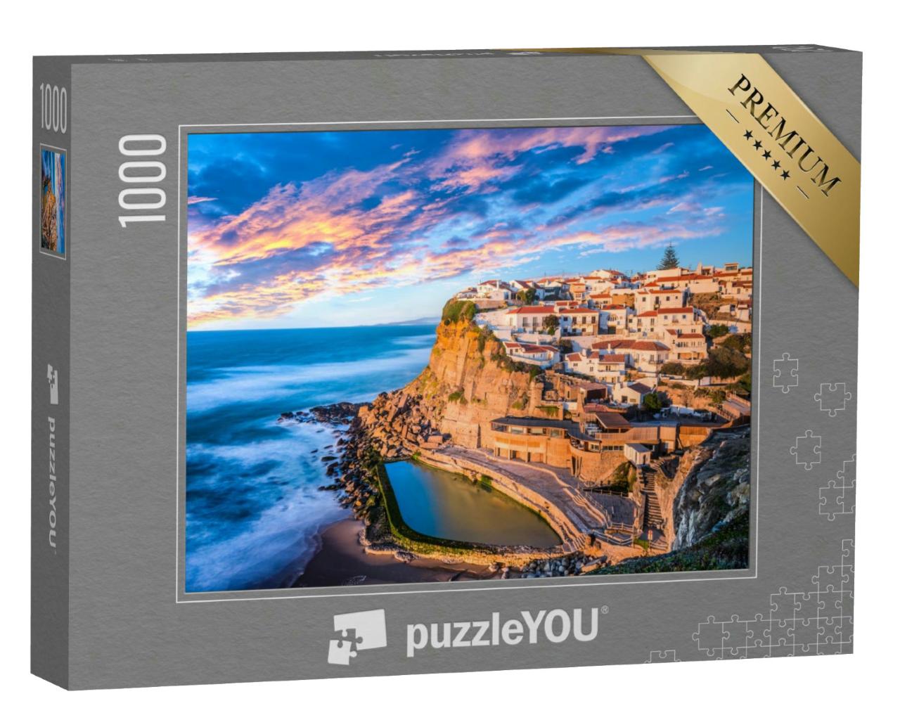 Puzzle 1000 Teile „Wunderschöner Sonnenuntergang über Azenhas do Mar, Portugal“