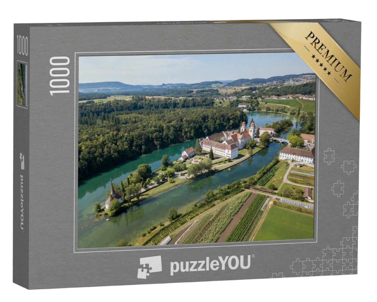 Puzzle 1000 Teile „Klosterinsel Rheinau am Rhein, Schweiz“