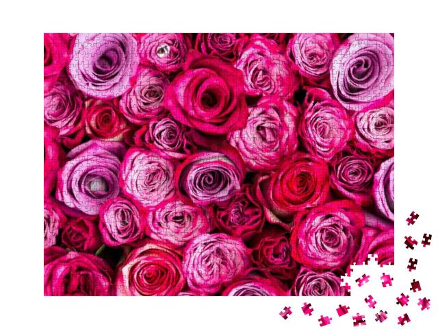 Puzzle 1000 Teile „Wunderschöne pinke Rosenblüten“